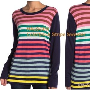 HALOGEN Colorblock Stripe Sweater Petite LS1